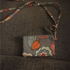 Vera Bradley Gray and Orange Clutch Wristlet